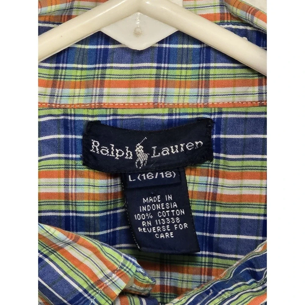 Ralph Lauren Plaid Button‎ Down Long Sleeve Shirt Preppy Casual L(16/18)